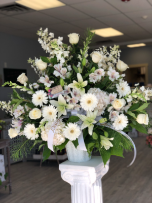 In Loving Memory White Funeral arrangement