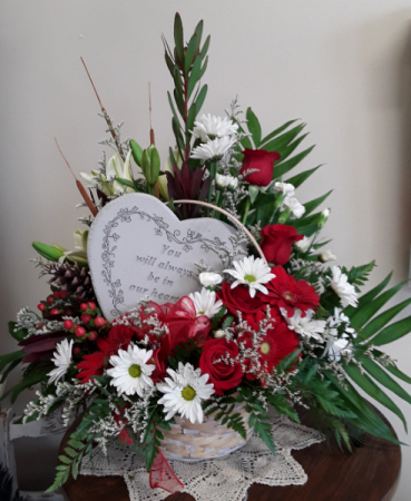 In our hearts Stone with fresh in a basket 