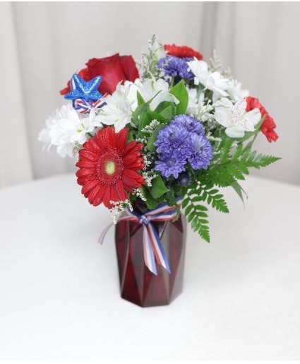 In Rememberance Vase may be red or blue