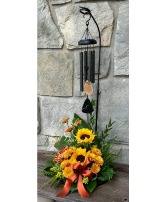 In A Seasonal Garden Wind Chimes with Stand & Flowers