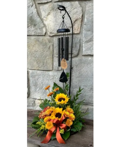 In A Seasonal Garden Wind Chimes with Stand & Flowers