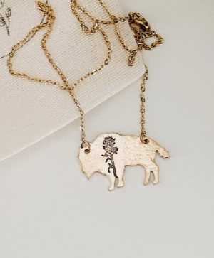 Indian Paintbrush Bison Necklace SOLD OUT