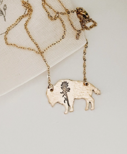 Indian Paintbrush Bison Necklace SOLD OUT