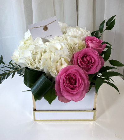 Initially Yours Floral Arrangement with Initial Necklace 