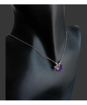 Iridescent Heart & Bear Necklace 