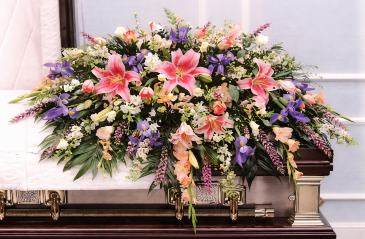 Iris and Lily Casket Spray in Seattle, WA | Neilsen Florist