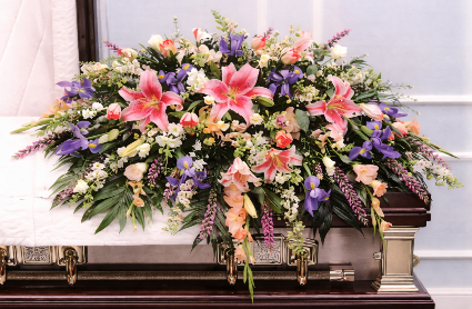 Iris and Lily Casket Spray