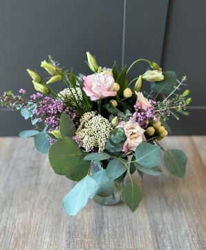 Soft Pink & Eucalyptus  Floral Arrangement