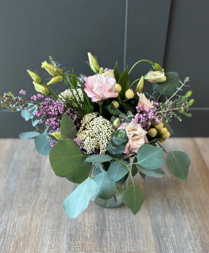 Soft Pink & Eucalyptus  Floral Arrangement