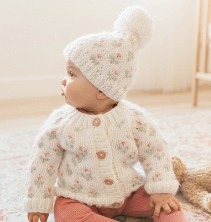 Itty Bitty -White Cardigan and Knit hat Boutique
