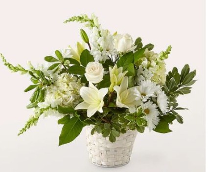 Ivory Elegance Floral Basket Arrangement  