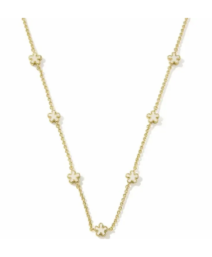 Jane Strand Necklace-Gold White Enamel Kendra Scott Necklace