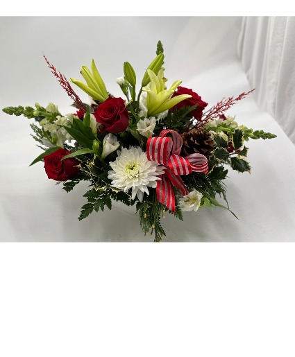Jolly Christmas Centerpiece Flower Arrangment