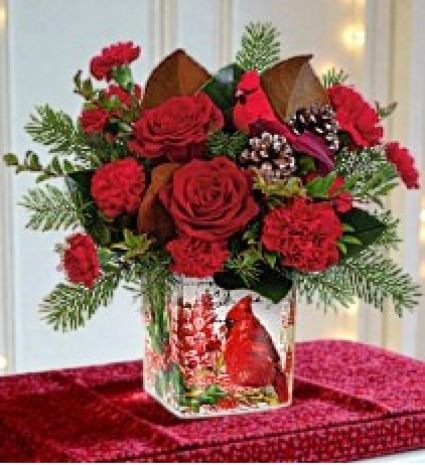 Teleflora's Joyful Cardinal Bouquet Christmas