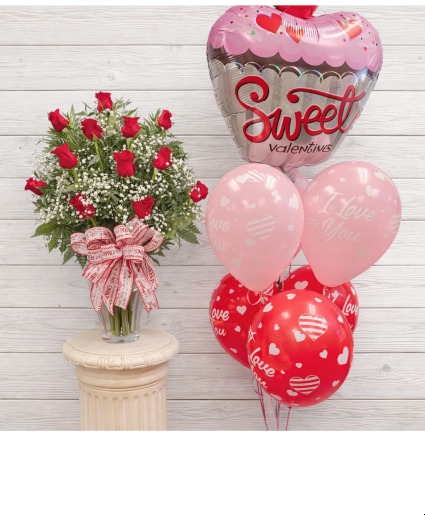The Sweetheart-Special Roses & ballooons 