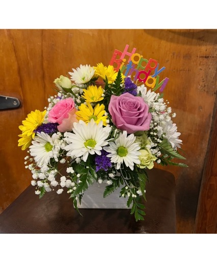 Just a Little Wish All around arrangement in a wooden box