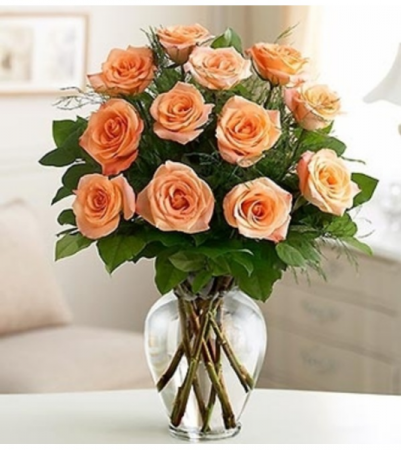 Peach Dozen Roses $115.95