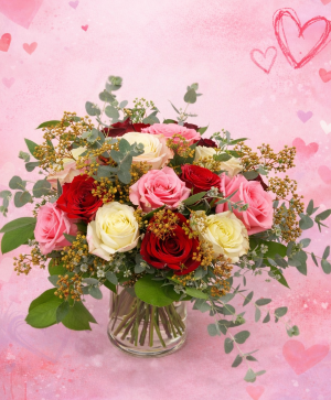 K 2403 Mixed Parisian Rose Arrangement