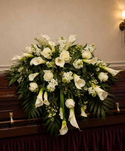 k 636 White Tranquility Casket Tribute Casket Spray 