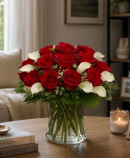 K217 Roses and Callas Vase of Roses and Callas