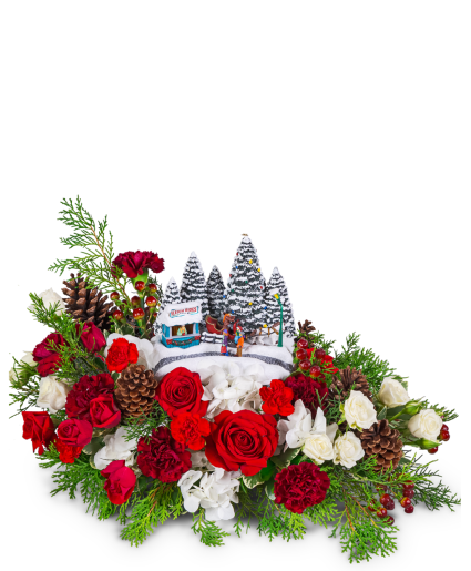 Kinkade Sleigh Ride Centerpiece Flower Arrangement