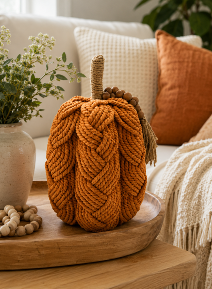 Knit Pumpkin Decorative Accent 
