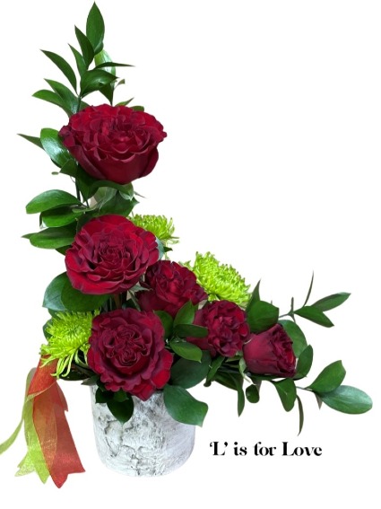 'L' is for LOVE container arrangement
