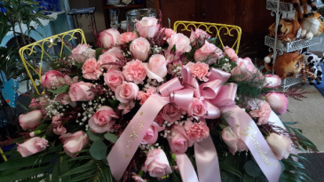 Lady Pink Pink Roses, Pink Carnations, Babies Breath in Jamestown, IN | Garden Gate Gift & Flower Shop