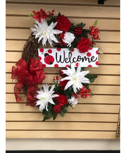 Ladybug Welcome Grapevine Wreath