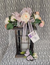 Lantern - Butterfly w/ Silk Flowers 