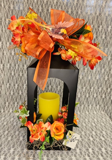 Lantern - Orange Flowers & Hummingbird 