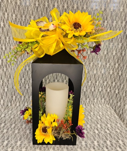 Lantern - Sunflowers & Hummingbirds 
