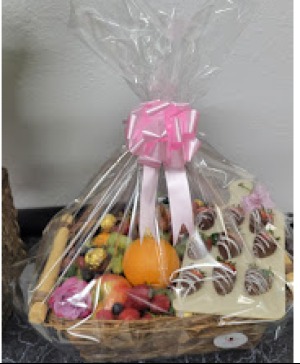 Large Fruit Basket with Choc covered strawberries Gift