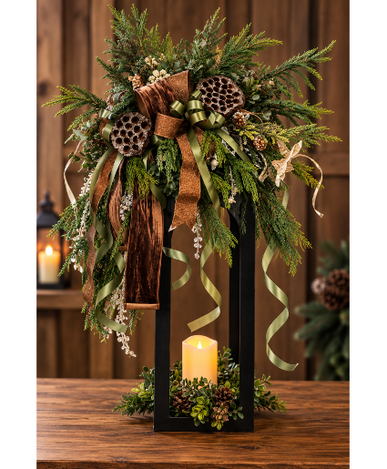 Large lantern, led candle and silk Design  
