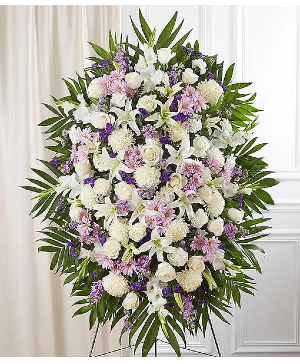 Large Lavender & White Sympathy  Standing Spray