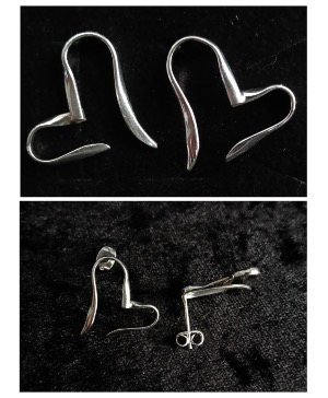 Large Open Heart Stud Earrings  