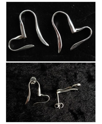 Large Open Heart Stud Earrings  