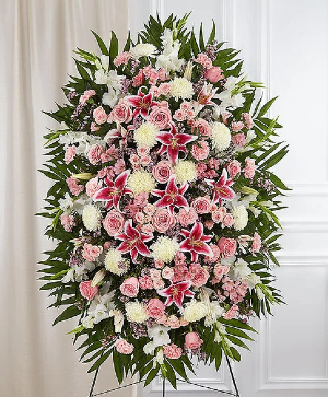 Large Pink & White Sympathy Standing Spray