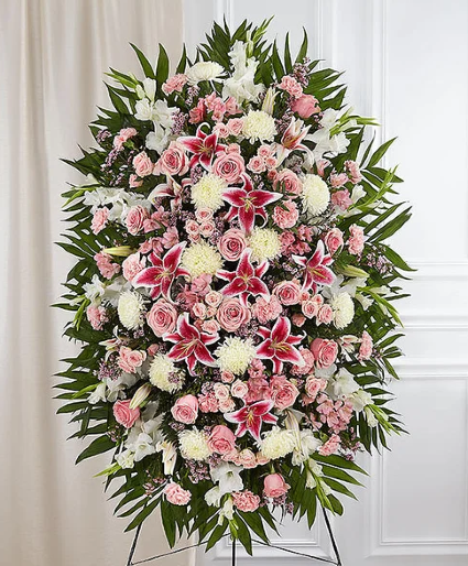 Large Pink & White Sympathy Standing Spray