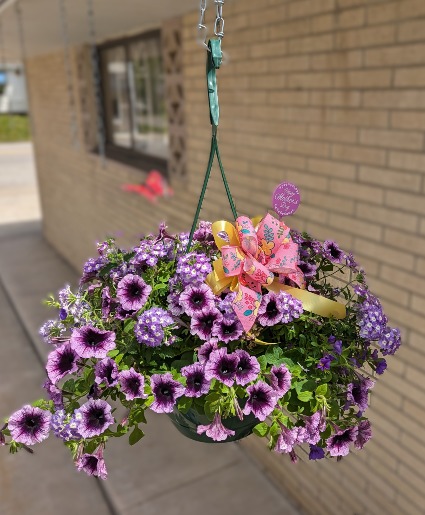  Petunia and Lace Hanging Basket  HB253 