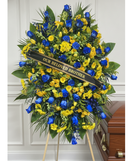 large spray blue and yellow colors available