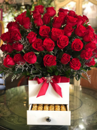 Large Surprise Rose Box Wood Box