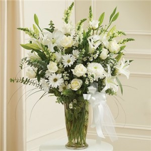 Large White Sympathy Vase  