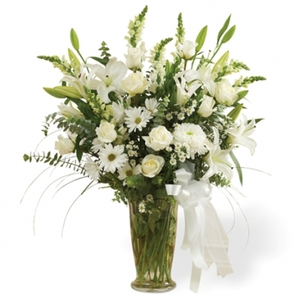 Large White Sympathy Vase 
