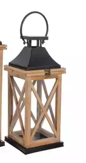 Large Whitewash Farmhouse Wood Lantern 