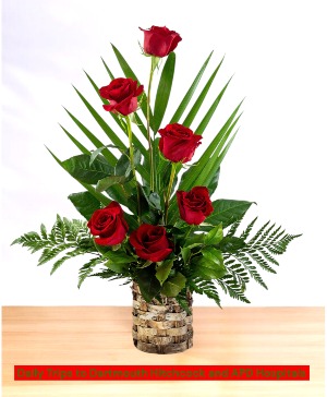 Eternal: Half Dozen Red Roses Vase Arrangement