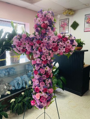 Lavendar/Purple Funeral Cross 