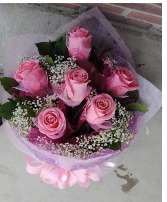 Lavender 1/2 Dozen  Glitter Roses Love w / Vase