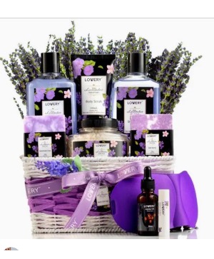 Lavender and lilac Bath and body spa Pamper me basket