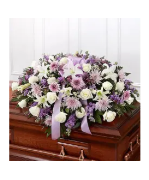 lavender and white casket blanket Floral Design